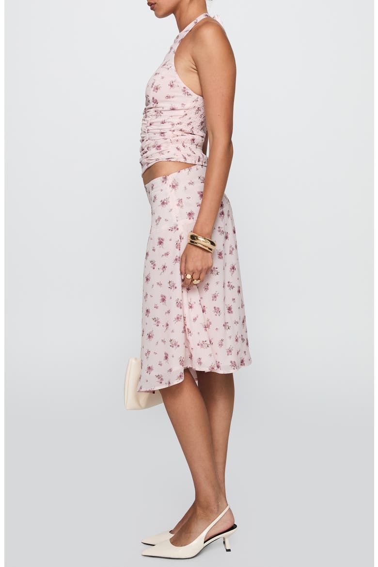 Floral Ruched Halter Crop Top & Skirt Set, Alternate, color, PINK FLORAL