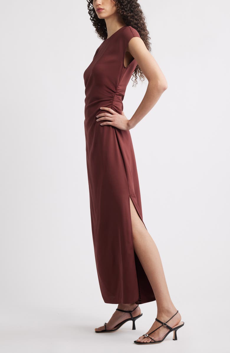 Nordstrom Drape Cap Sleeve Maxi Dress, Alternate, color, Brown Raisin