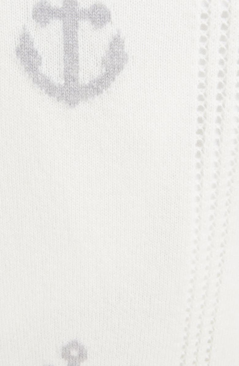 Thom Browne 4-Bar Anchor Intarsia V-Neck Cashmere Cardigan, Alternate, color,