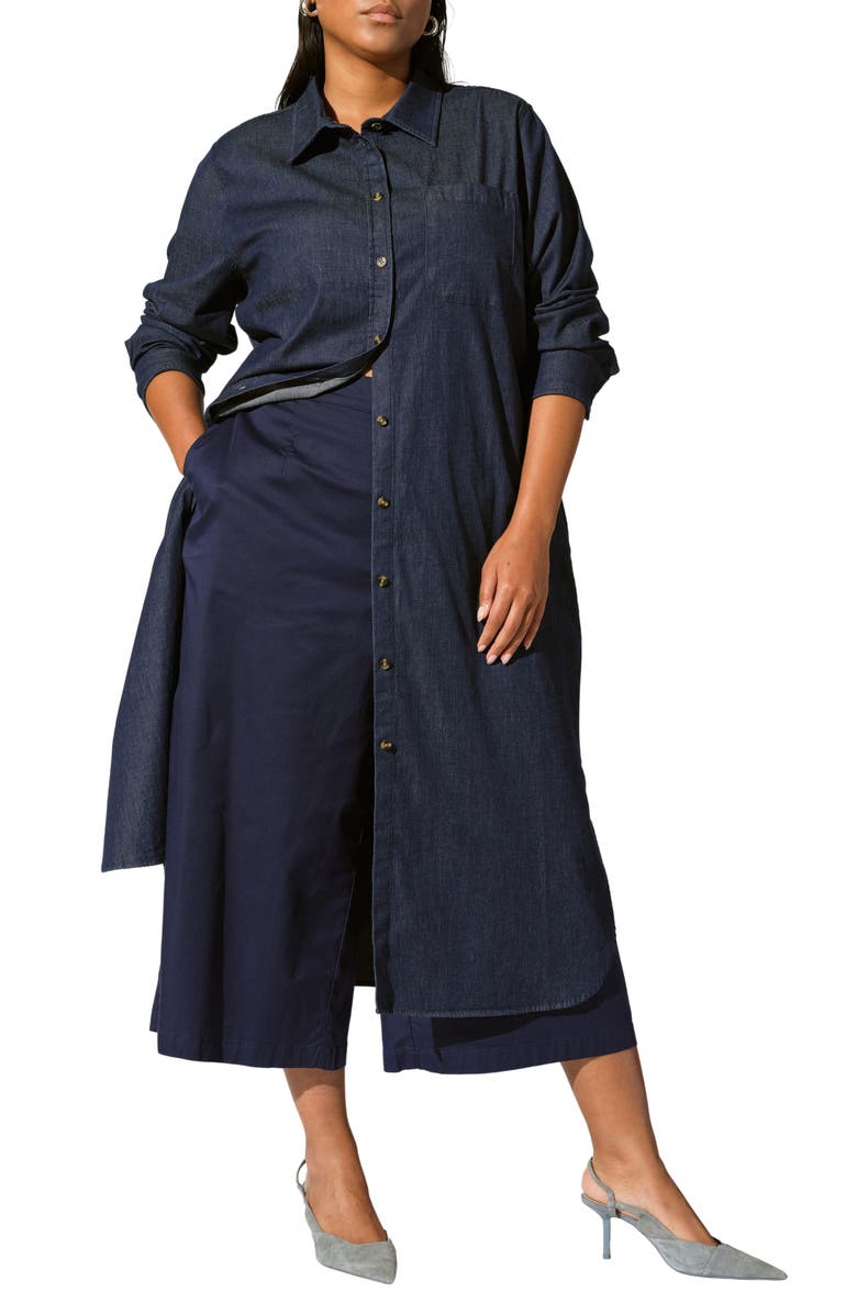 Universal Standard Odeon Long Sleeve Chambray Shirtdress, Main, color, Dark Indigo