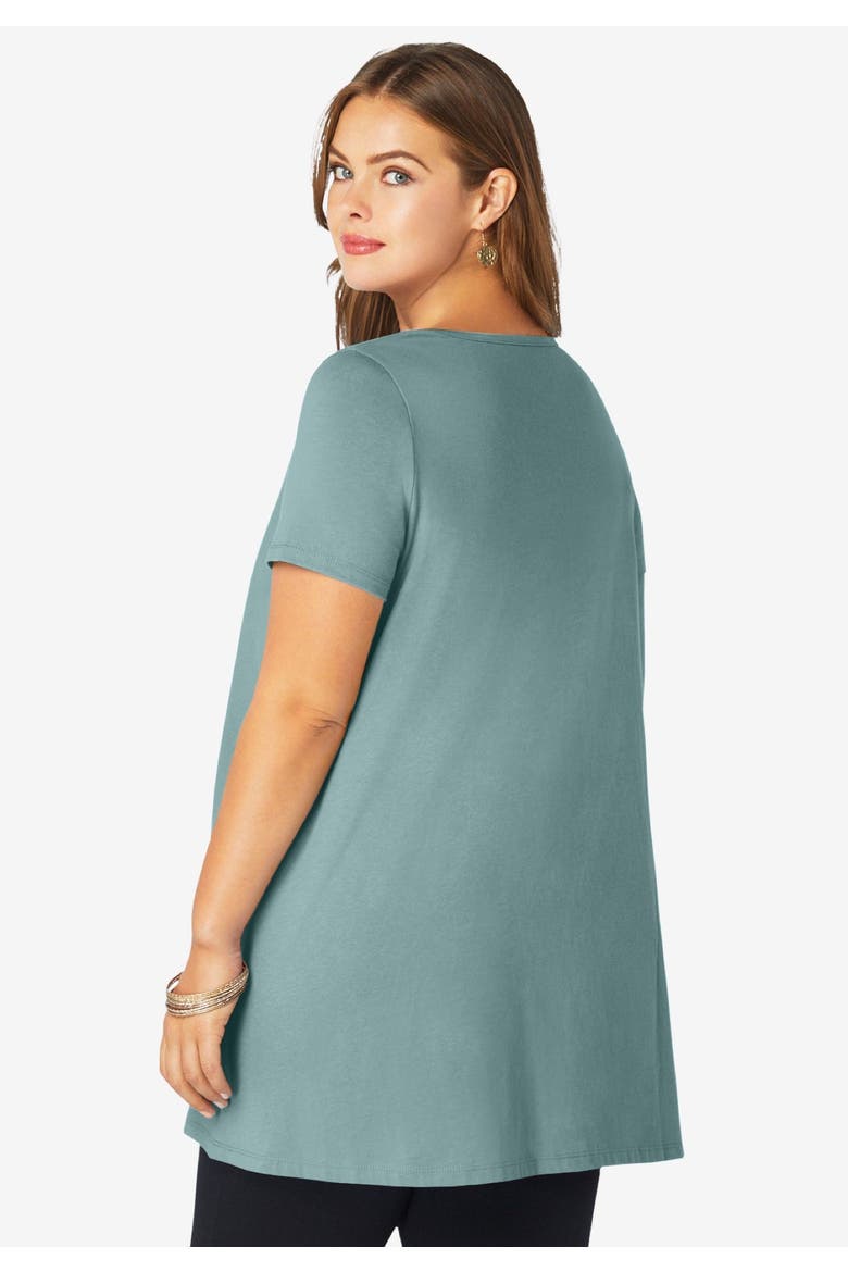 Plus Size Cotton Ultimate Scoopneck Swing Tunic, Alternate, color, COOL SAGE