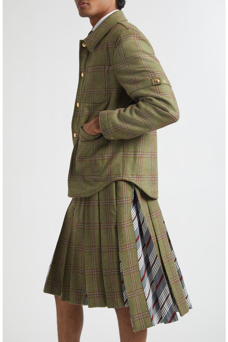 Armband Plaid Wool Utility Jacket, Alternate, color, GREEN