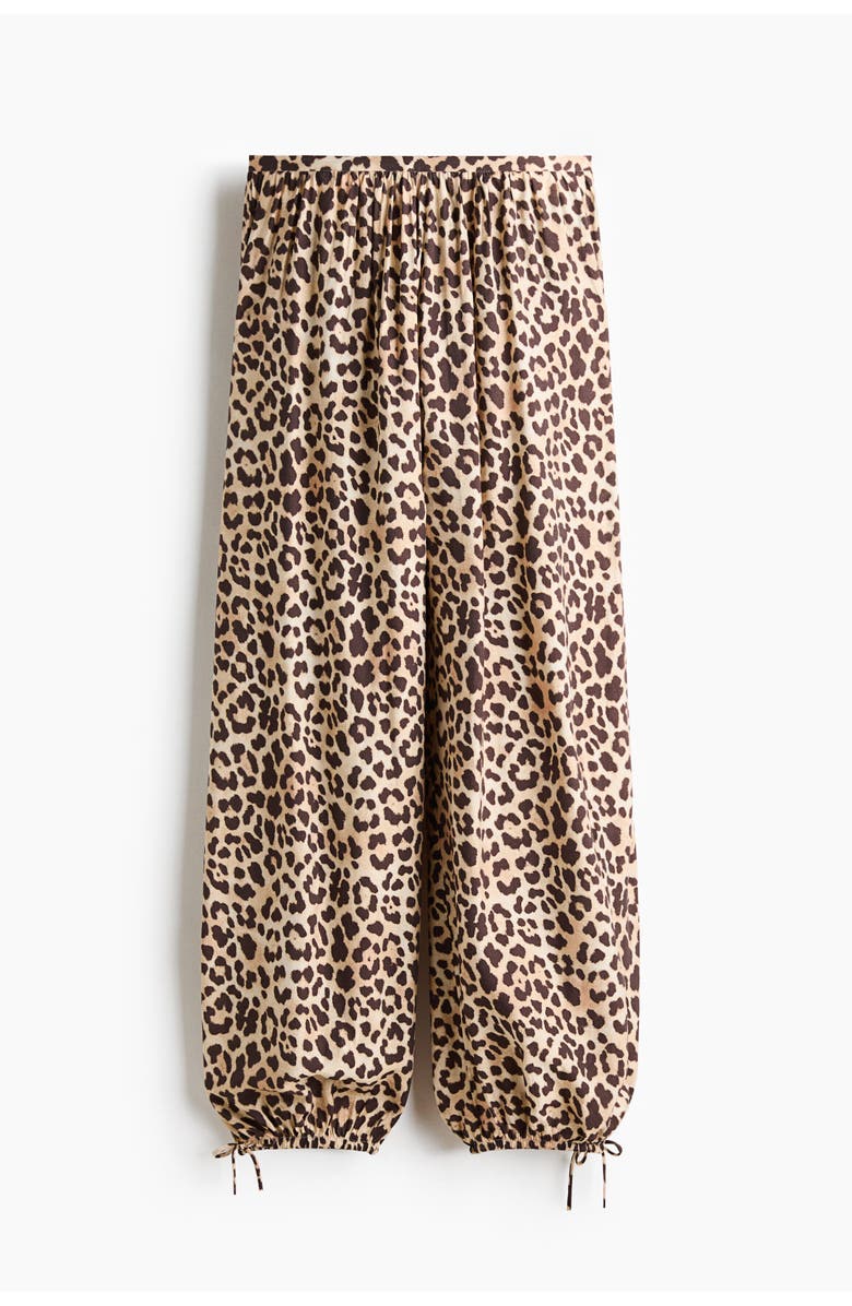 H&M Barrel-leg Trousers, Main, color, Beige/Leopard Print