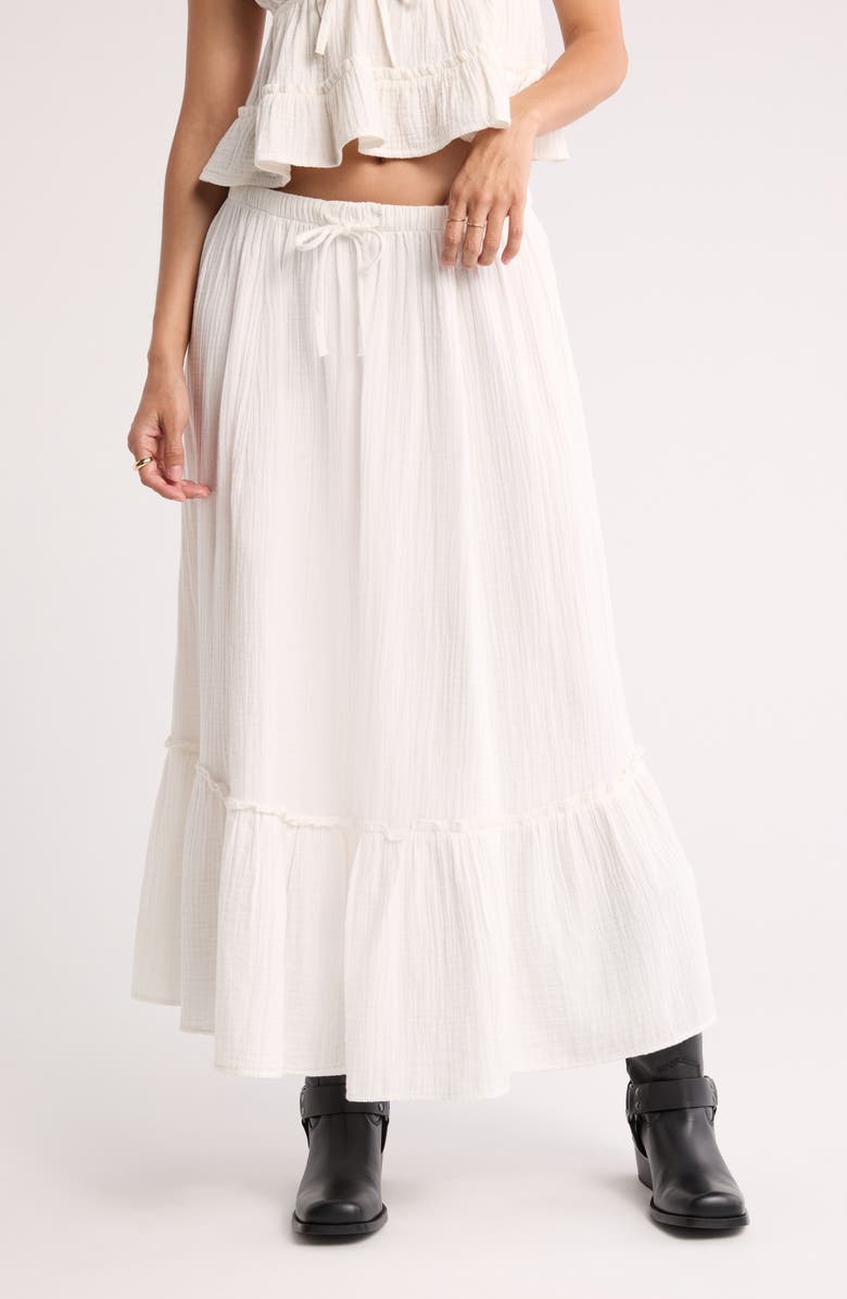 Abound Cotton Gauze Tiered Maxi Skirt, Main, color, Ivory