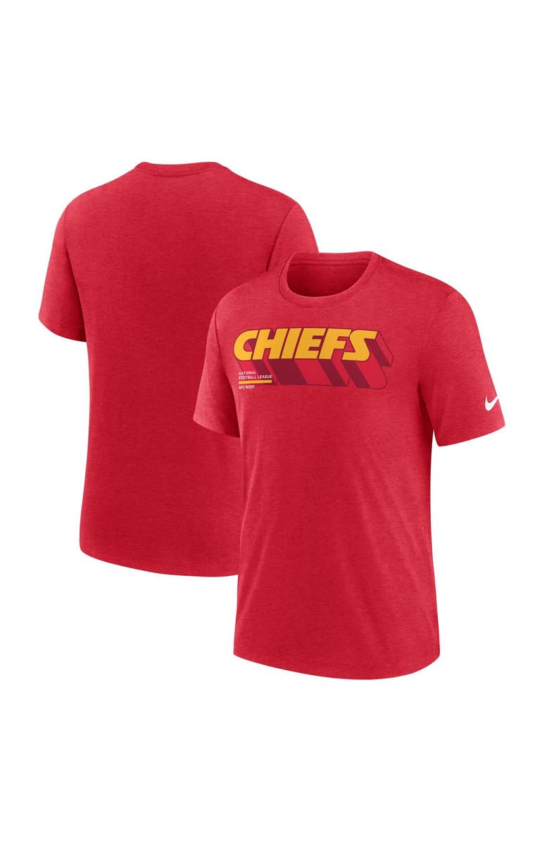 Nike Men's Nike Heather Red Kansas City Chiefs Long Pass Tri-Blend T-Shirt, Alternate, color, Heather Red