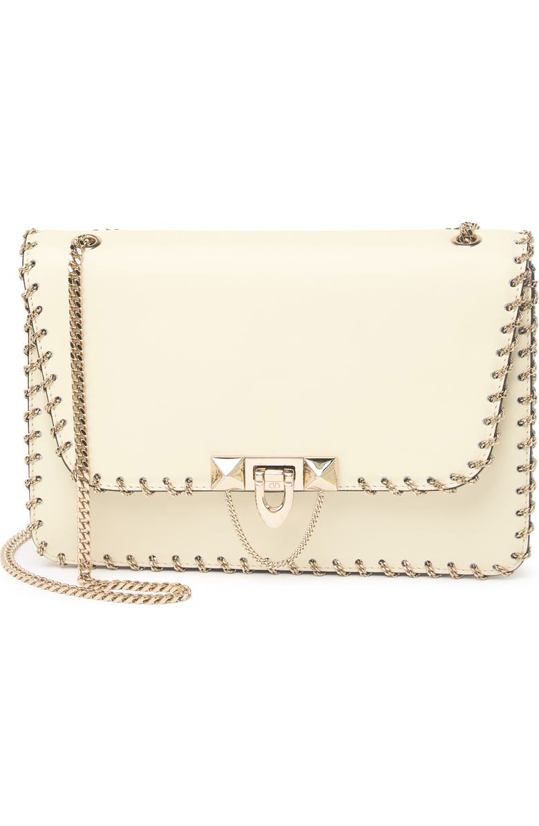 Valentino Garavani Demilune Whipstitch Leather Shoulder Bag, Main, color,