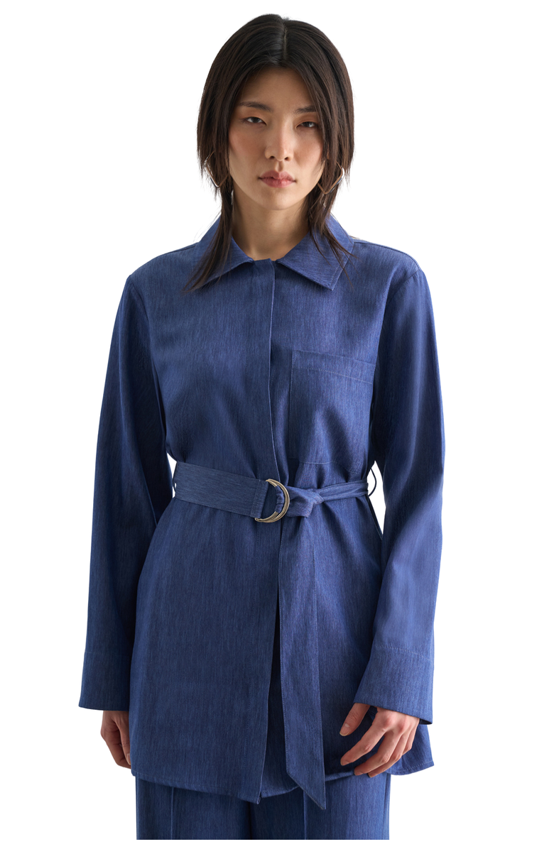 Mizalle Belted Tunic, Alternate, color, Indigo