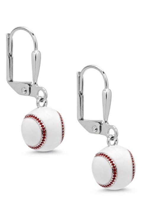 Kids' 3D Baseball Leverback Drop Earrings