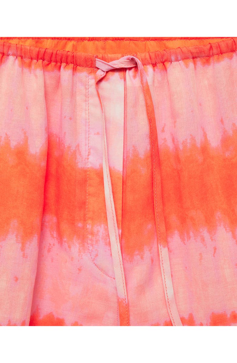 MANGO Tie Dye Elastic Waist Drawstring Shorts, Alternate, color, Orange