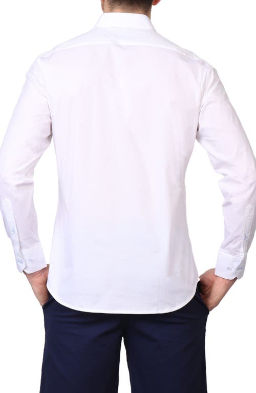 Tailorbyrd Stretch Cotton Button-up Shirt In Dove White