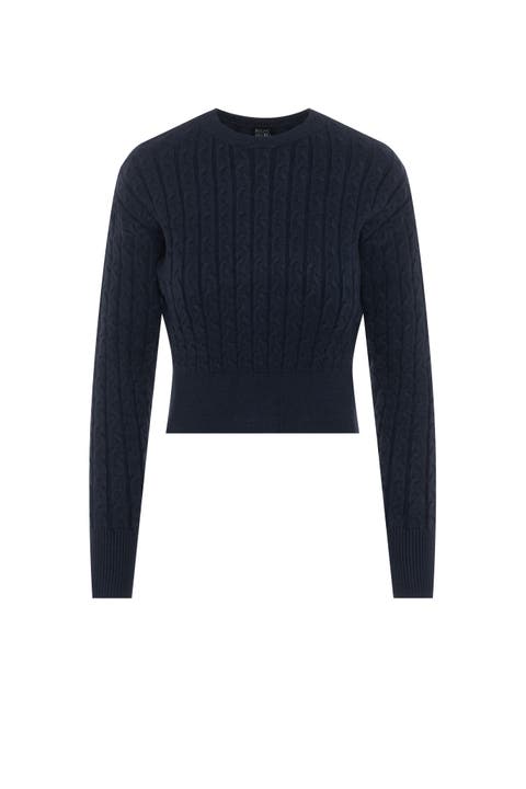 Cable Knit Ribbed Cuffs Sweater