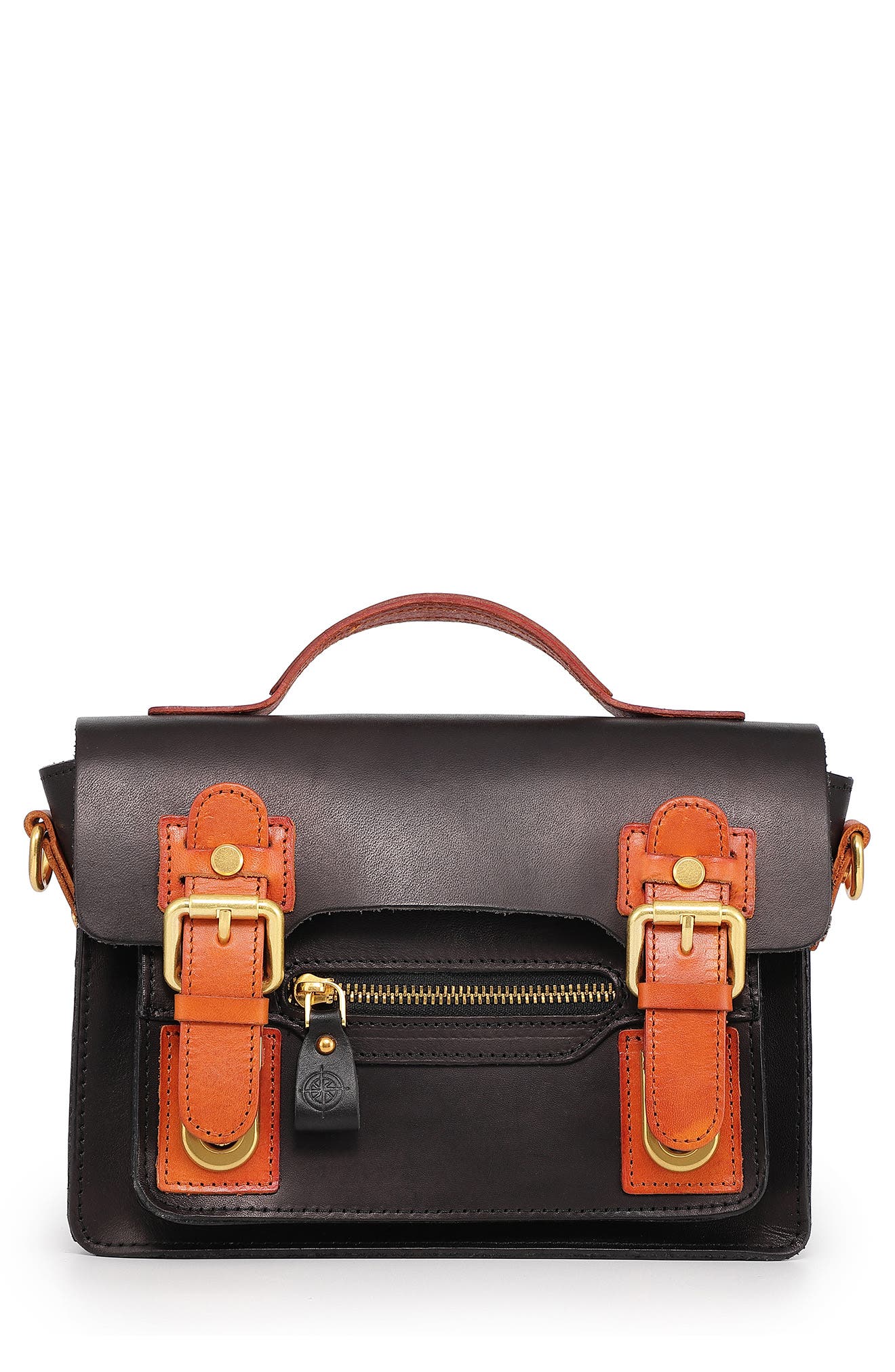 OLD TREND Aster Mini Leather Satchel, Alternate, color, Black