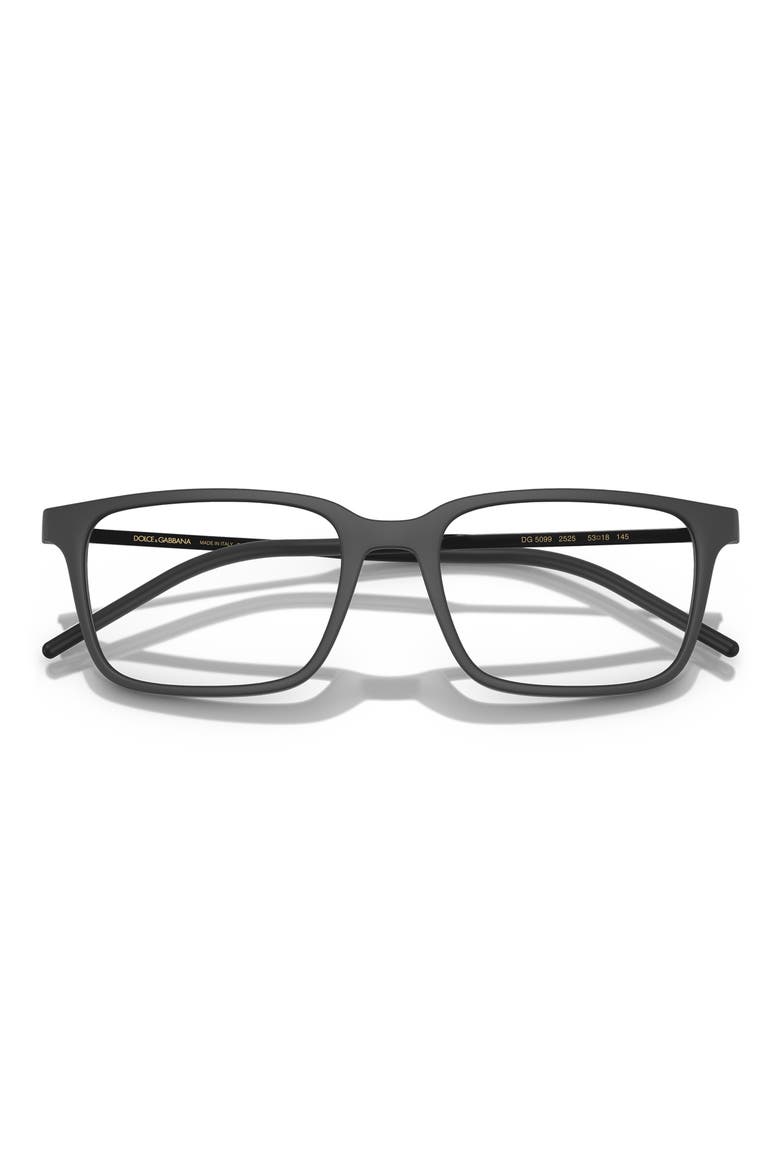 55mm Rectangular Optical Glasses, Alternate, color, MATTE BLACK