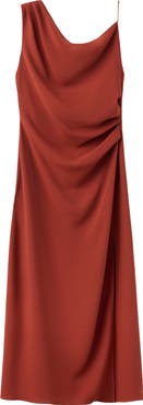 MANGO Side Ruched Asymmetric Midi Dress
