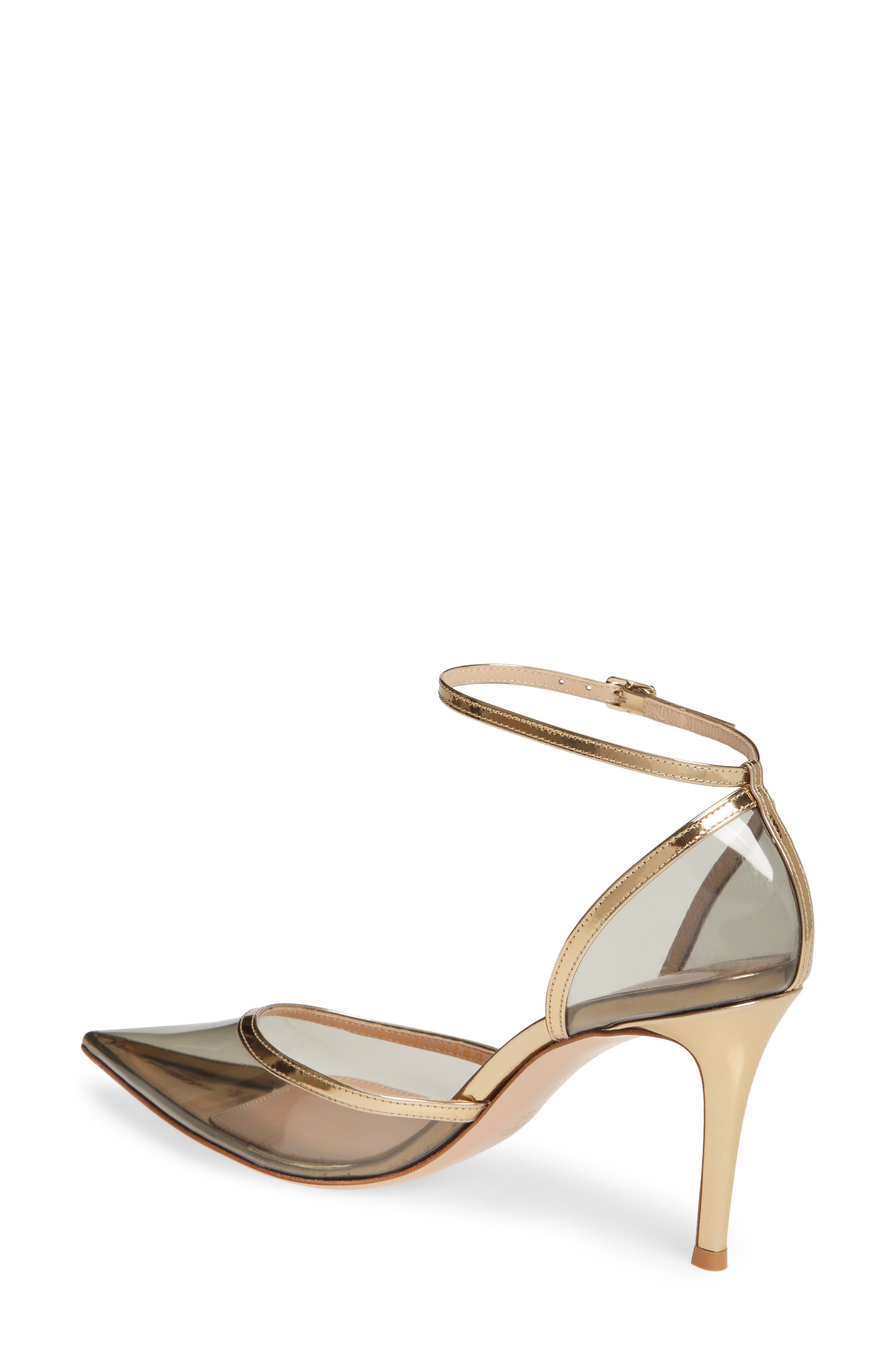 Gianvito Rossi Clear Pointed Toe Ankle Strap Pump, Alternate, color, 
