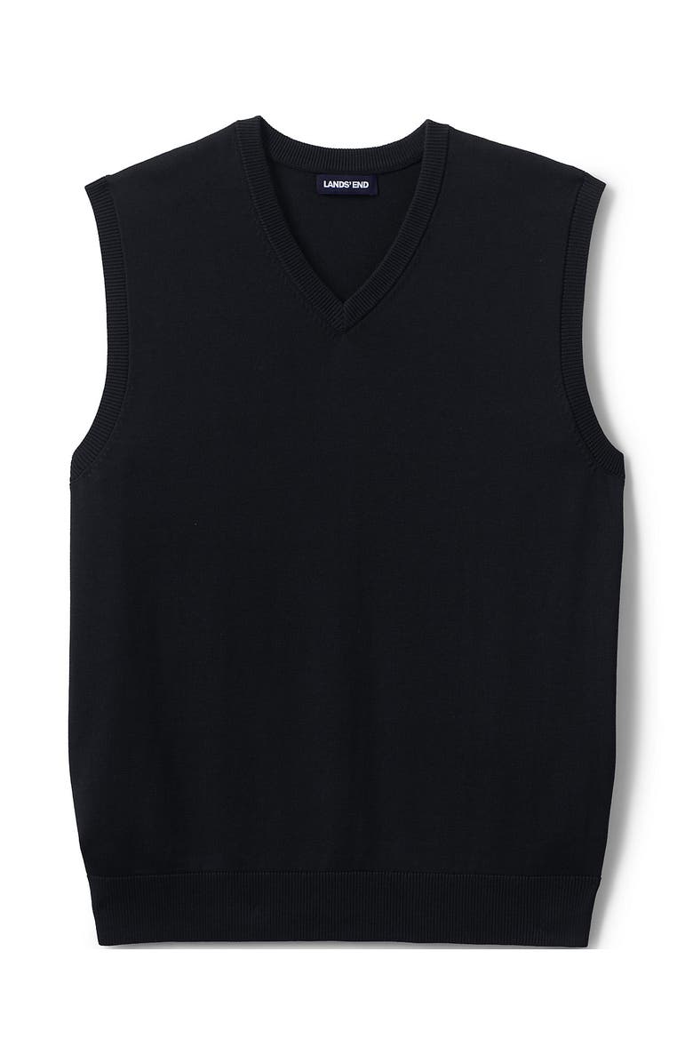 Lands' End School Uniform  Cotton Modal Fine Gauge Sweater Vest, Alternate, color, Black