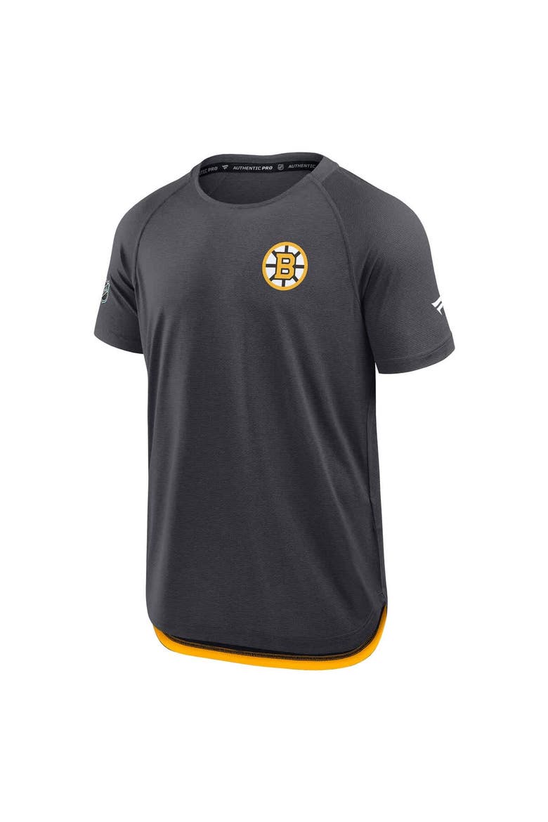 Men's Fanatics Charcoal Boston Bruins Authentic Pro Rink Raglan Performance T-Shirt, Alternate, color, Charcoal