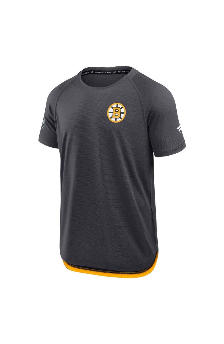 FANATICS Men's Fanatics Charcoal Boston Bruins Authentic Pro Rink Raglan Performance T-Shirt, Alternate, color, Charcoal
