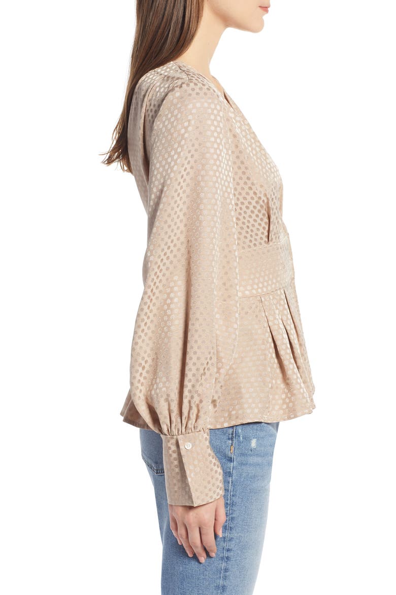Waist Detail Jacquard Top (Nordstrom Exclusive), Alternate, color, TAN TAUPE
