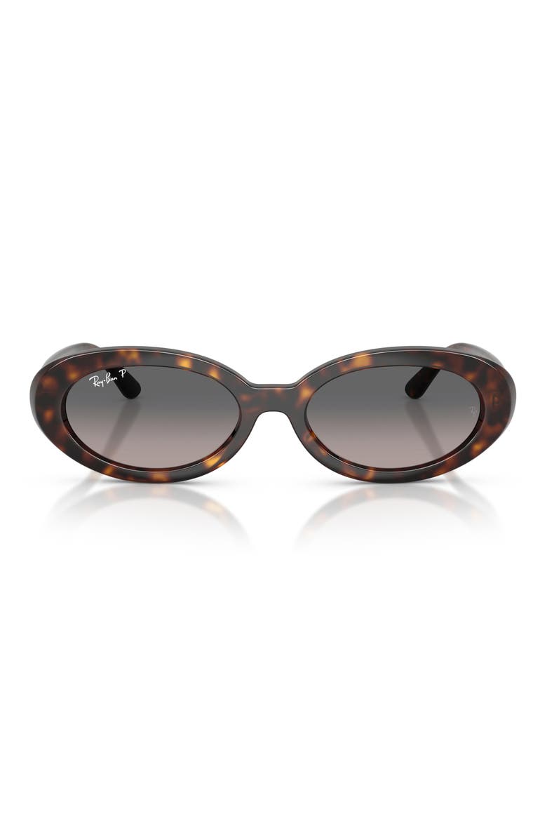 54mm Gradient Polarized Oval Sunglasses, Main, color, HAVANA / GREY GRADIENT POLAR