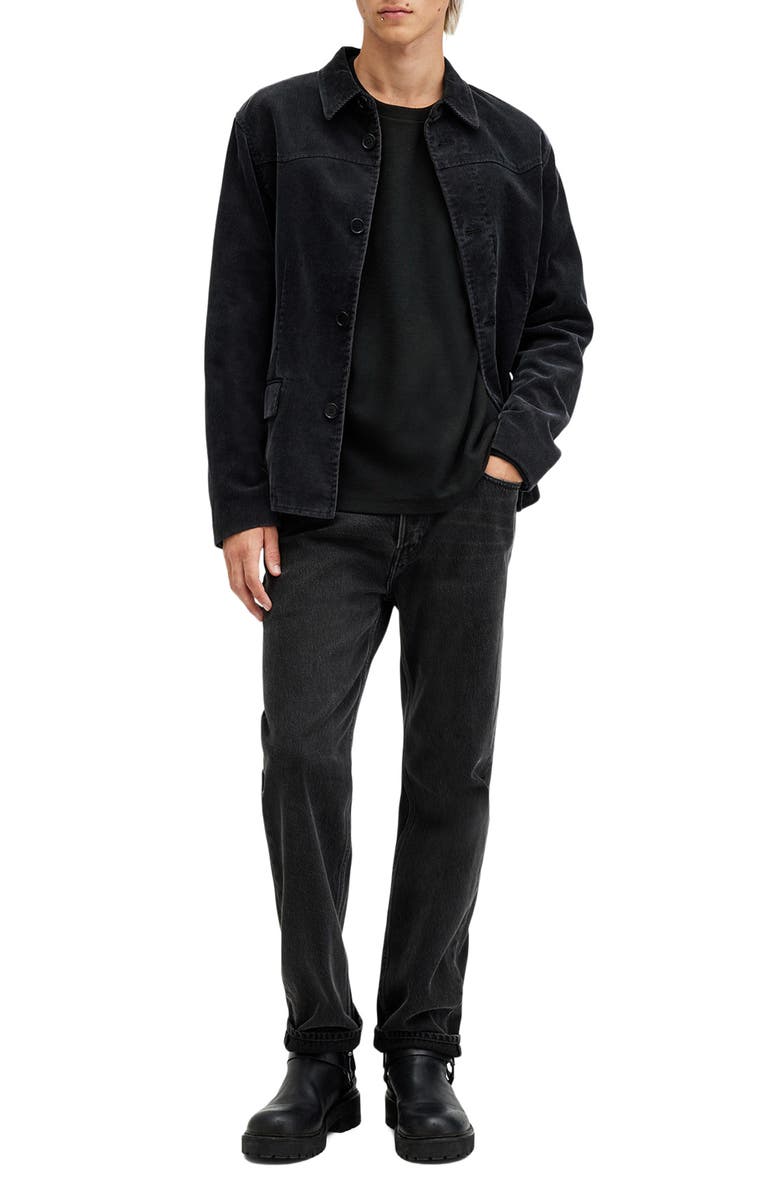 AllSaints Rowe Long Sleeve Waffle Knit T-Shirt, Alternate, color, Jet Black