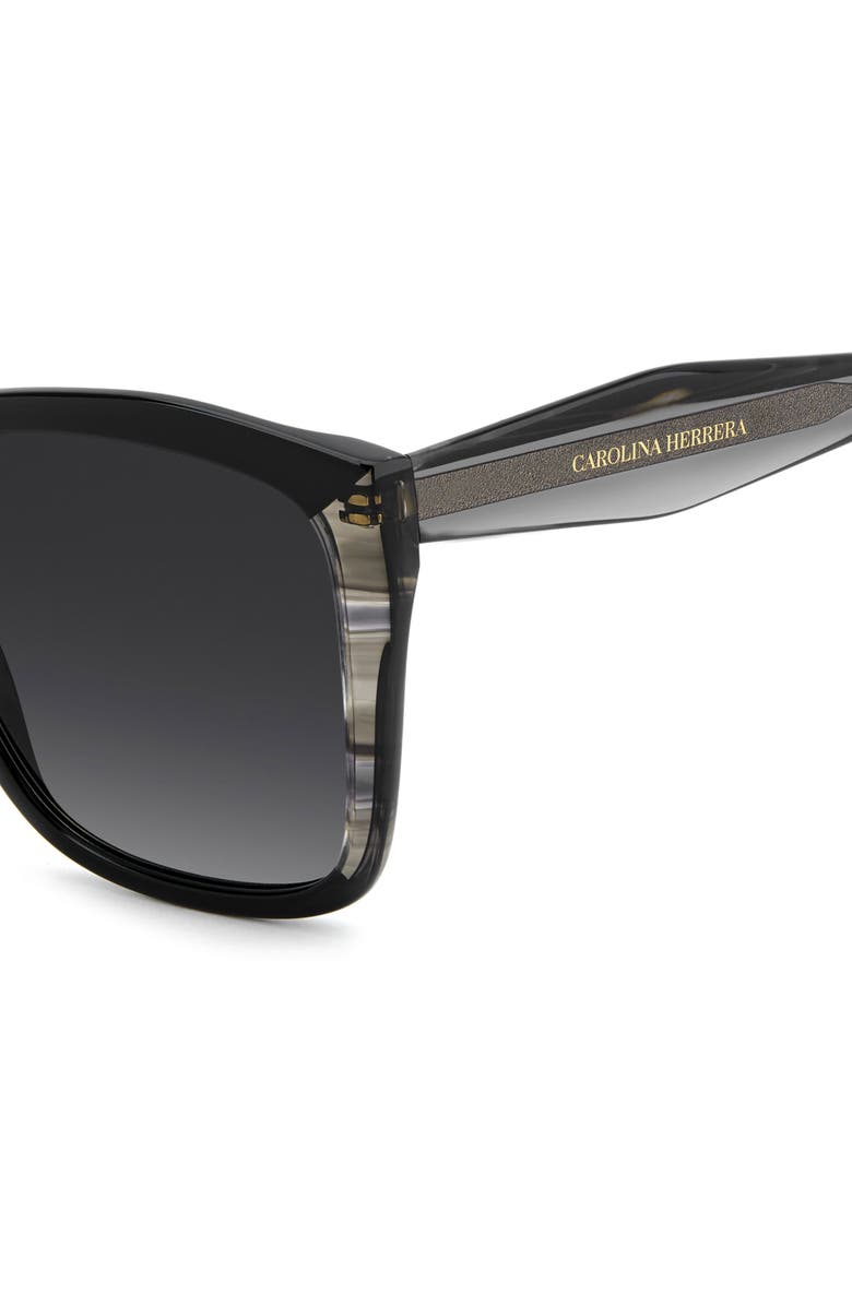Carolina Herrera Her 57mm Gradient Square Geometric Sunglasses, Alternate, color, Black/ Dark Grey