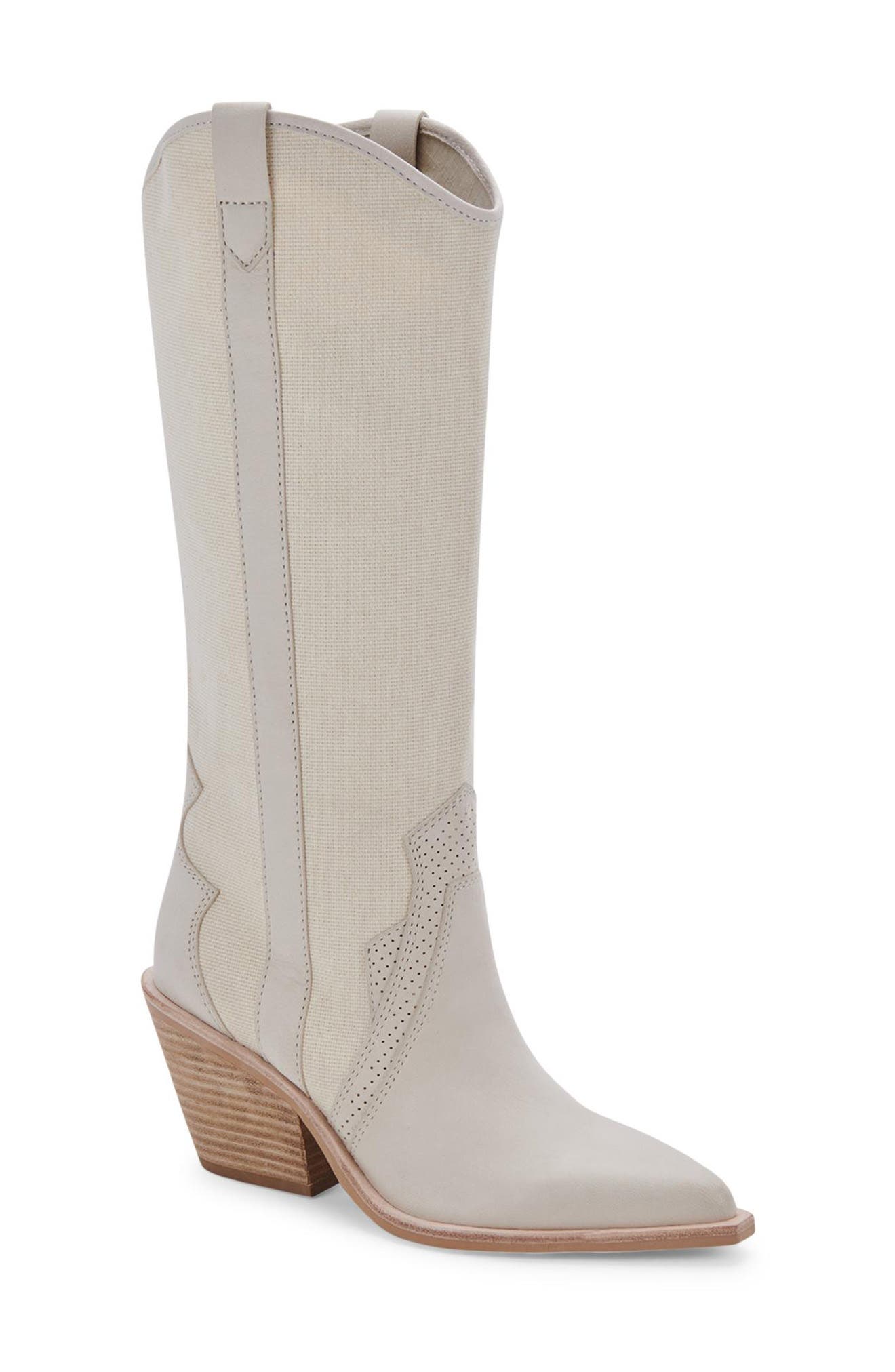 Navene Western Boot, Main, color, IVORY NUBUCK