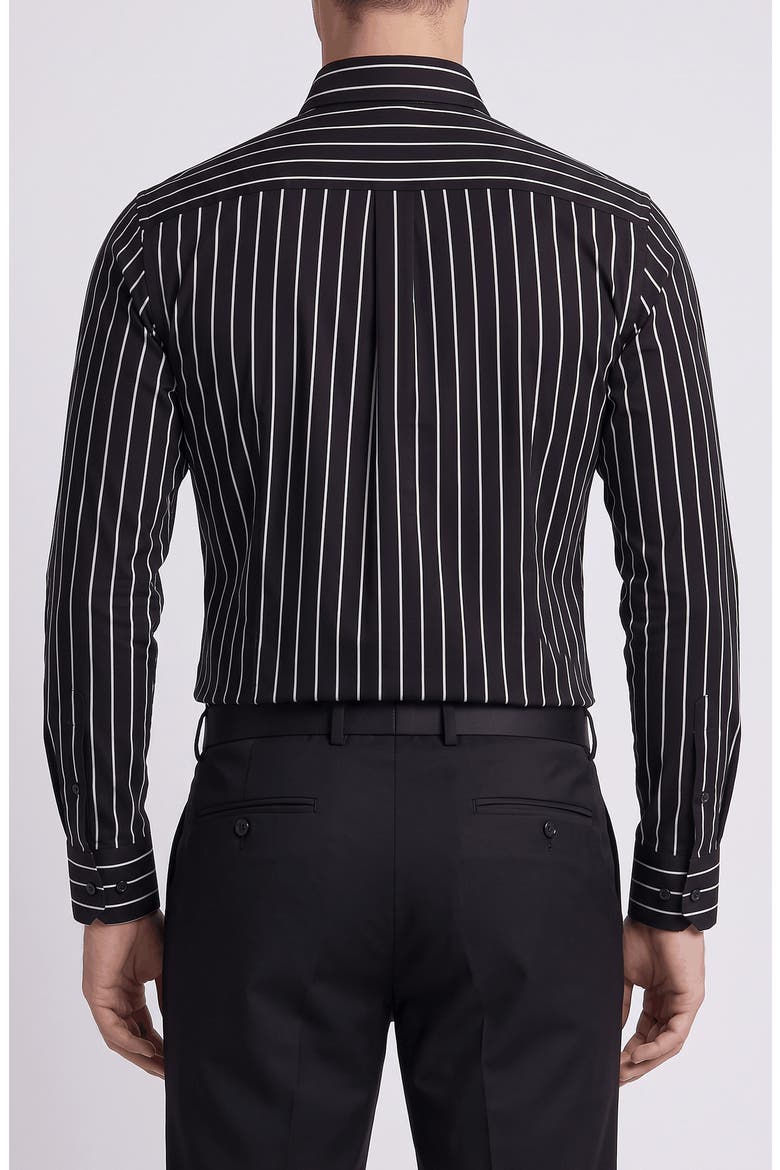 Stripe Cotton Dress Shirt, Alternate, color, BLACK