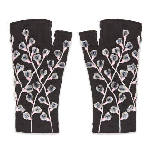 Women's Artisan Crafted Fleece Lined Azalea Fingerless Gloves