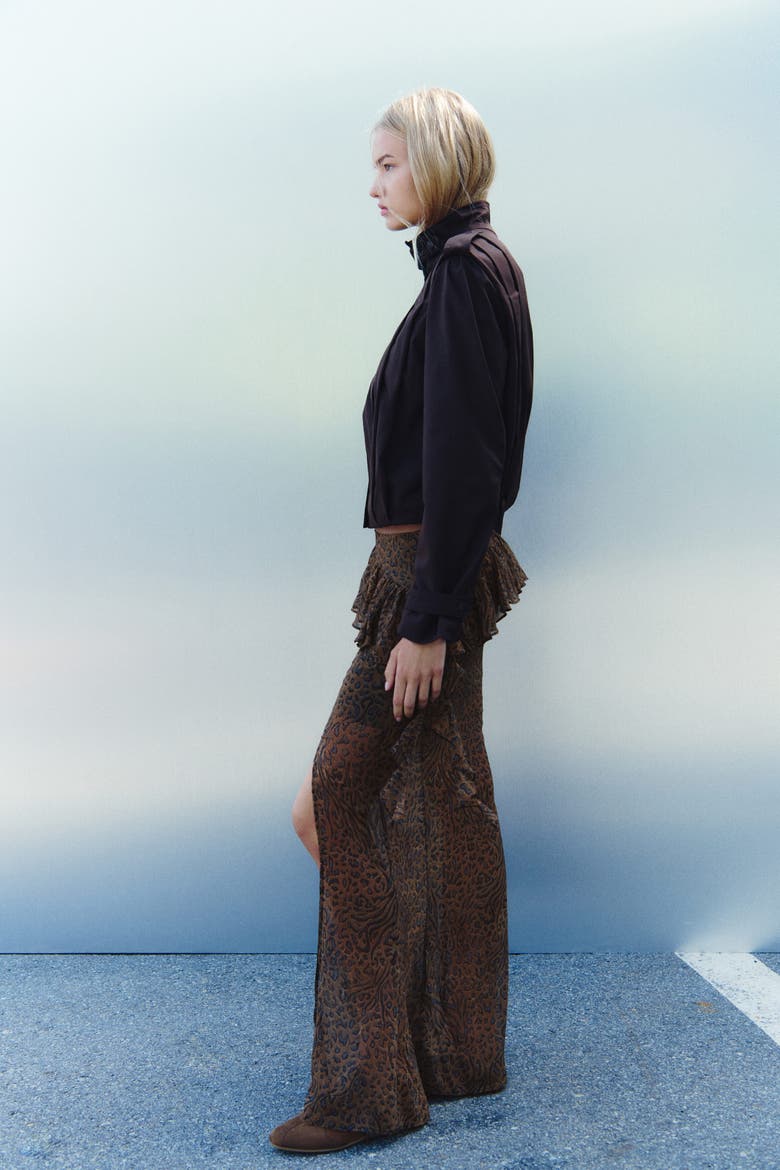 Ruffled Maxi Skirt, Alternate, color, Brown/patterned