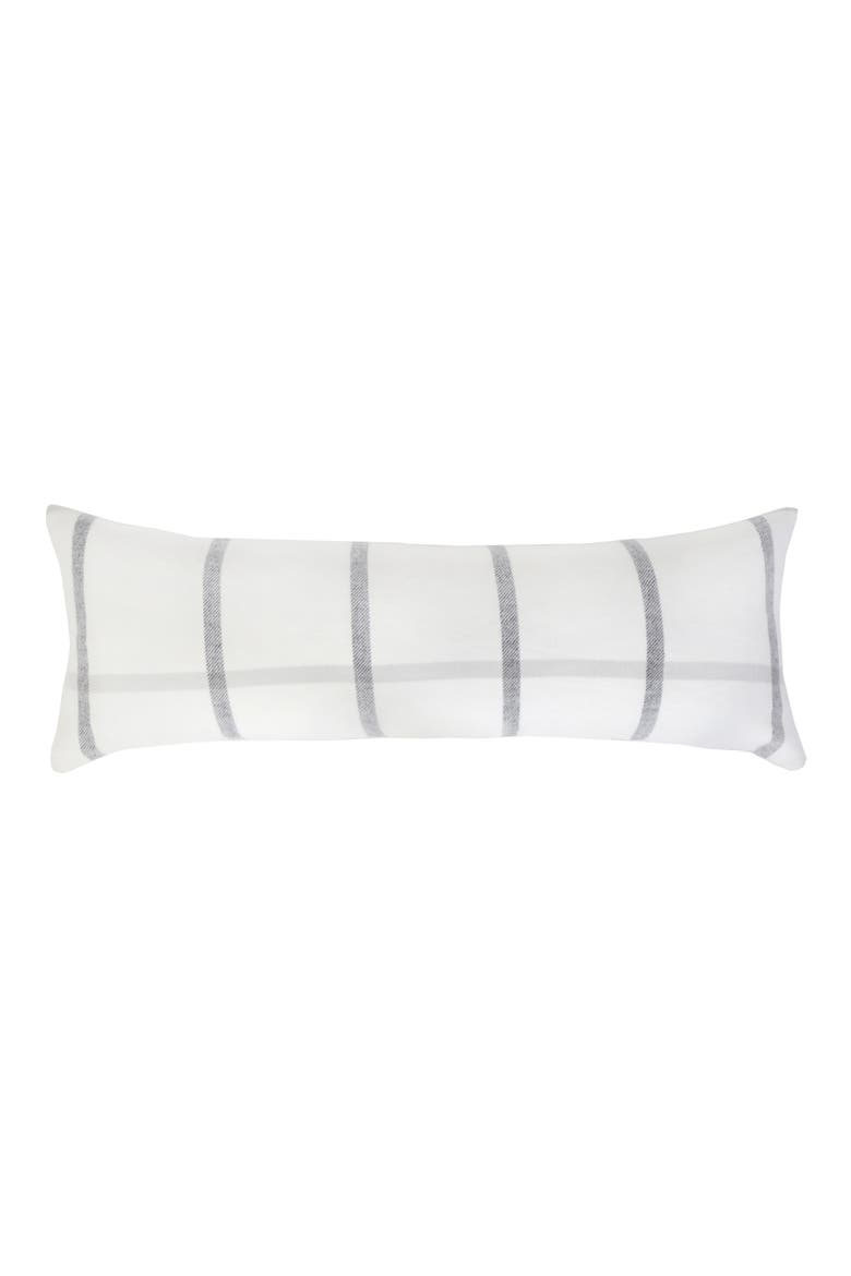 Copenhagen Windowpane Check Cotton Lumbar Accent Pillow, Main, color, WHITE/GREY