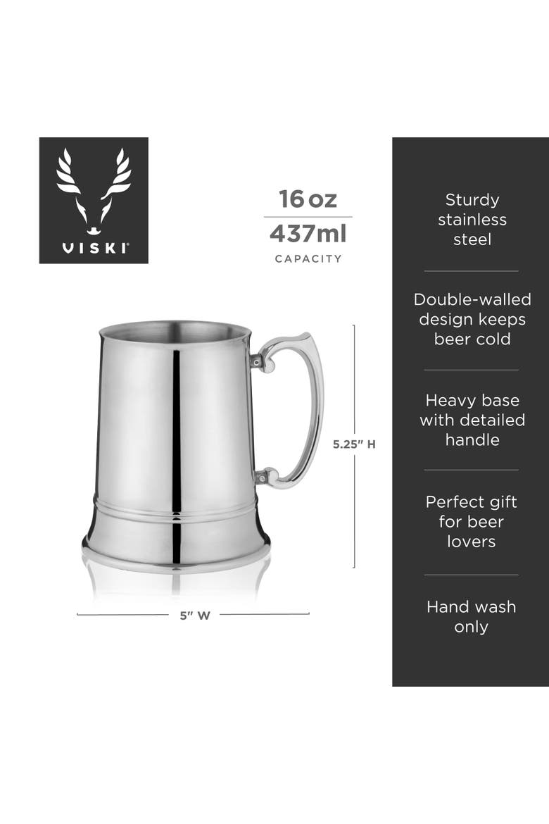 Beer Stein in Stainless Steel, Alternate, color, Silver