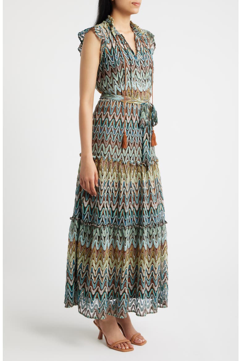 Zigzag Sleeveless Maxi Dress, Alternate, color, GREEN MULTI