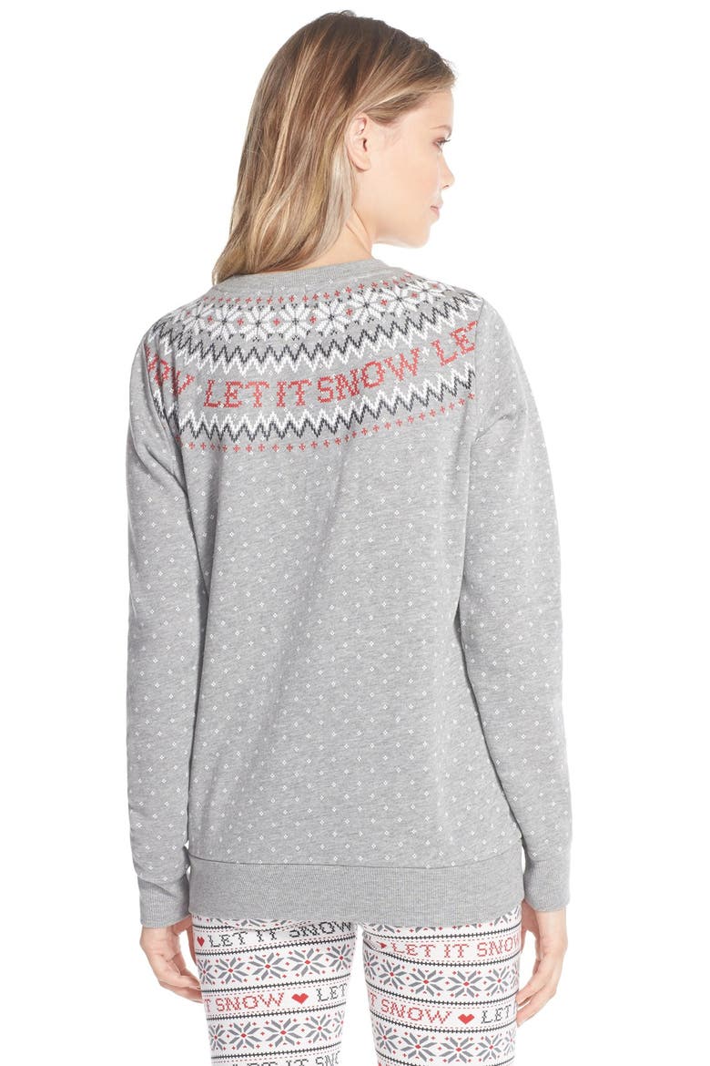 Holiday Print Sweatshirt, Alternate, color, HEATHER GREY SNOWMAN