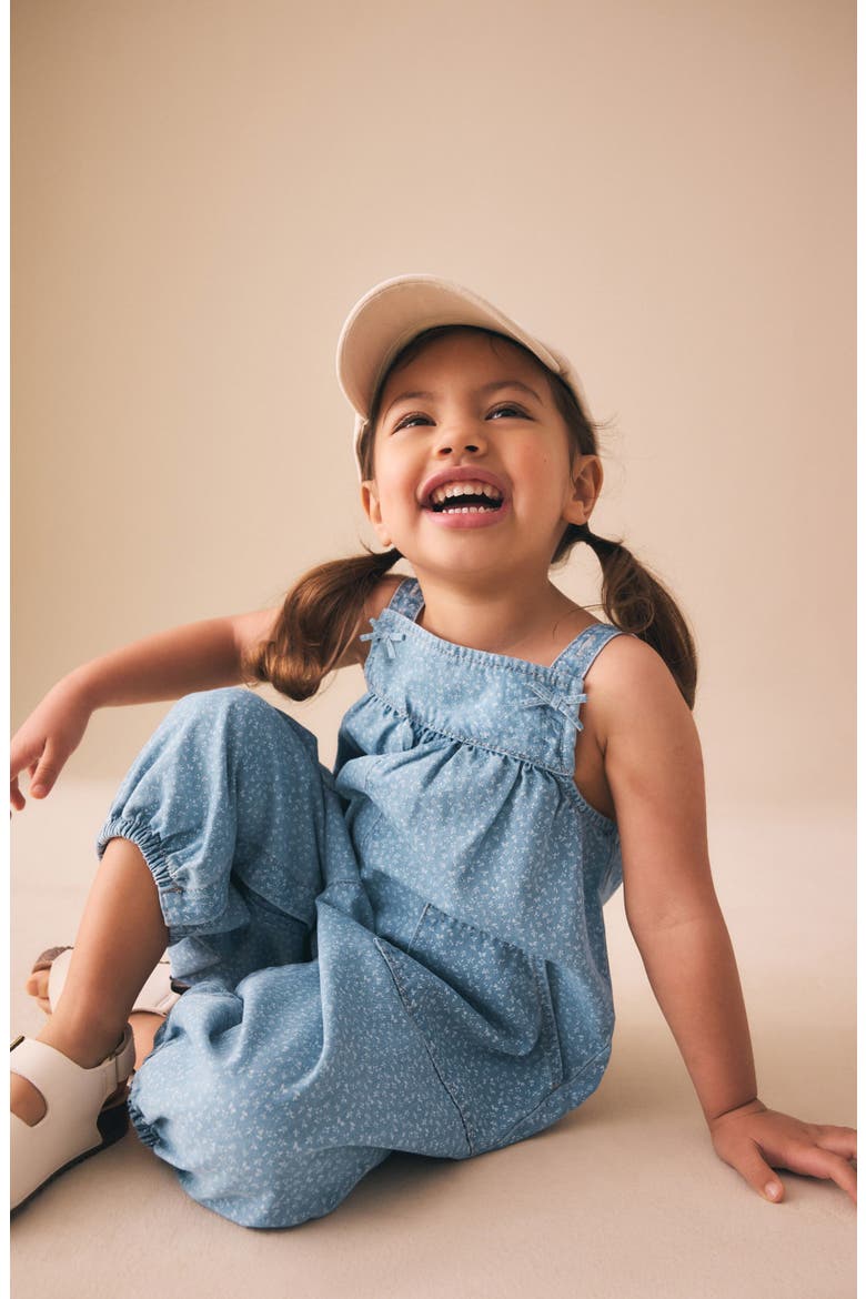 Kids' Ditsy Denim Jumpsuit, Alternate, color, BLUE