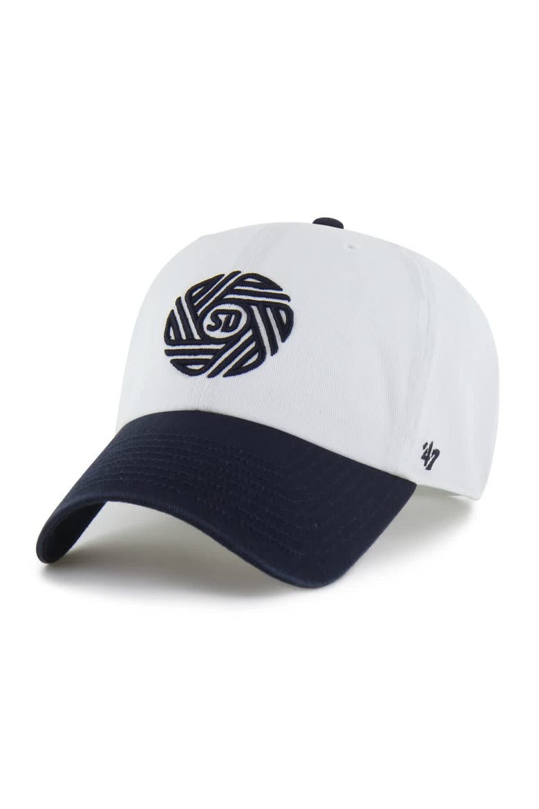 Men's '47  White/Navy San Diego FC Two-Tone Clean Up Adjustable Hat, Main, color, White