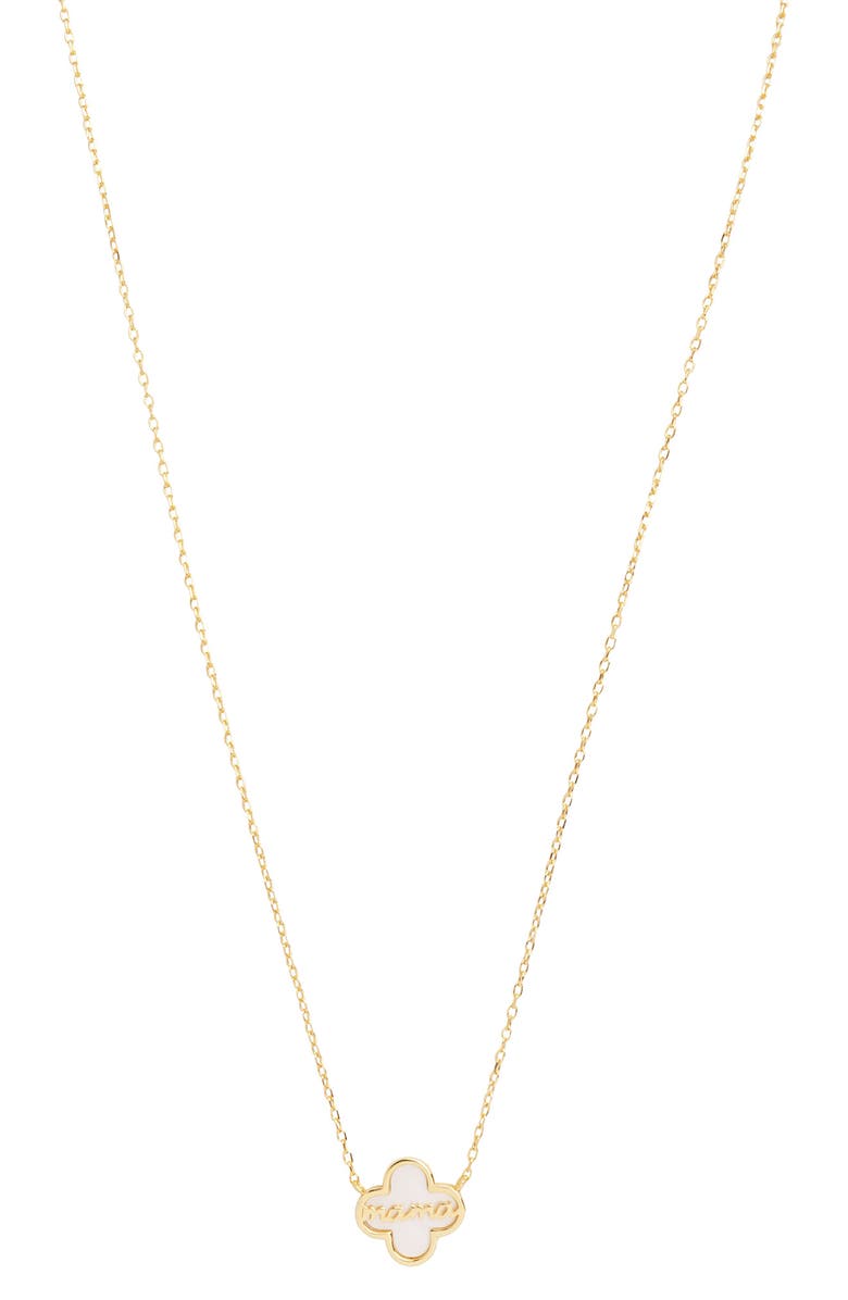 Argento Vivo Sterling Silver Mother of Pearl Clover Mama Pendant Necklace, Main, color, Gold