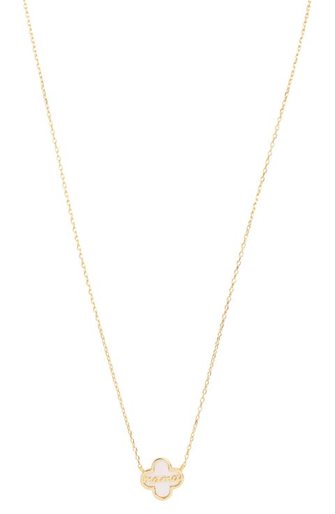 Mother of Pearl Clover Mama Pendant Necklace