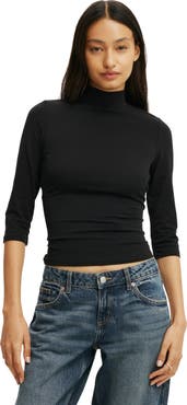 Cotton On Women's 90s Mock Neck 3/4 Sleeve