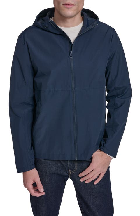 Water Resistant Packable Hooded Cotton Blend Running Jacket