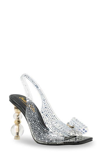 Chase & Chloe Chase And Chloe Gypsy Crystal Embellished Slingback Sandal In Black