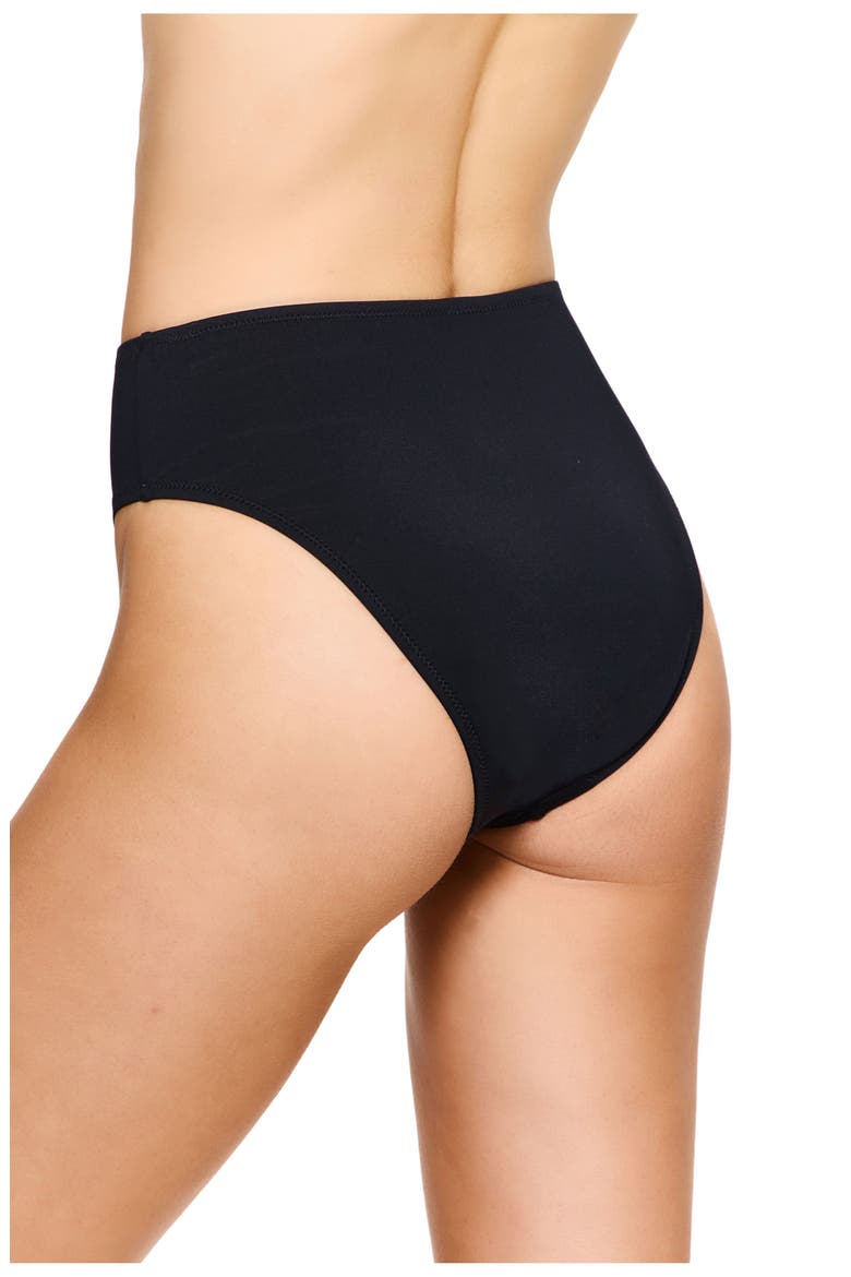 Solid Black High Waist Bikini Bottom Swimsuit, Alternate, color, Black