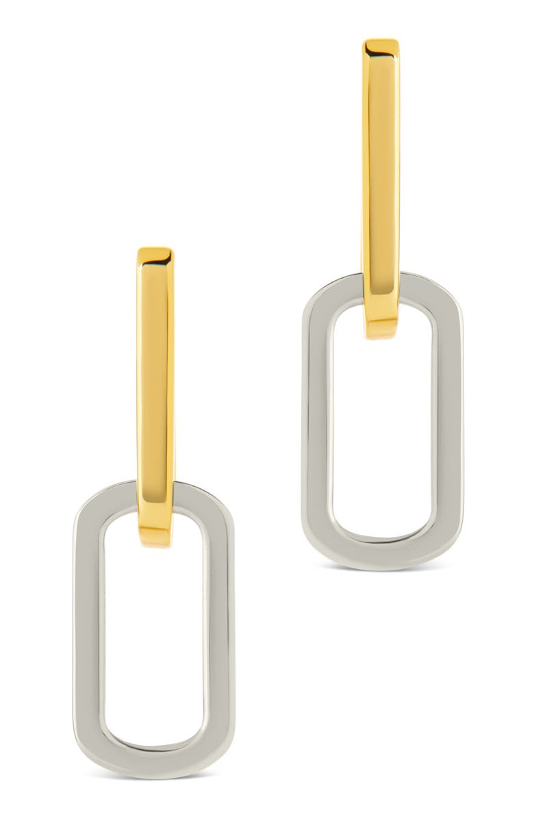 Sterling Forever Two Tone Double Link Drop Earrings, Alternate, color, Dual Tone