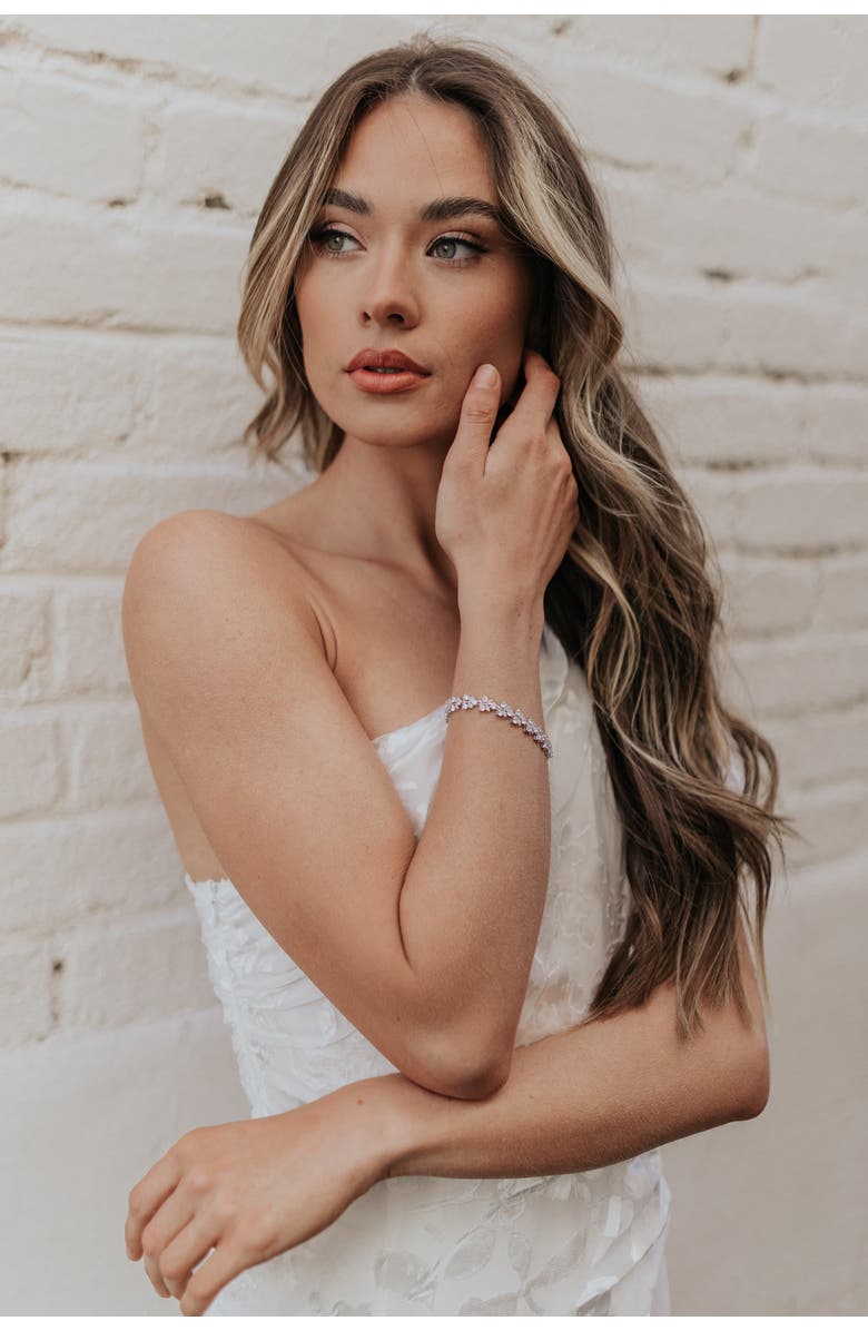 Untamed Petals Charming Crystal Bracelet, Alternate, color, Silver