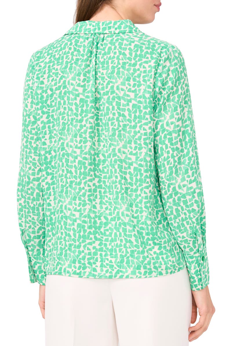 Halogen<sup>®</sup> Geo Print Crepe Button-Up Shirt, Alternate, color, Vivid Green