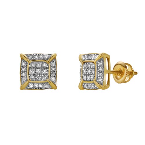 Luvmyjewelry Frost 10k Yellow Gold Cluster Diamond Unisex Earrings In 10k Yellow Gold