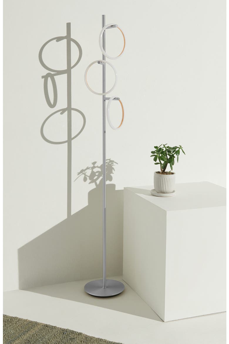 Saturn 66" LED Modern Ring Floor Lamp with Detachable Lights, Alternate, color, Polished Silver