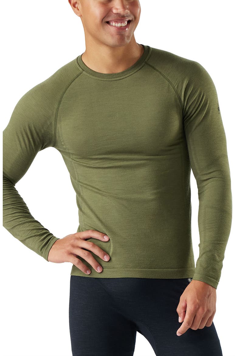 Intraknit™ All-Season Merino Base Layer Long Sleeve Crewneck T-Shirt, Main, color, WINTER MOSS