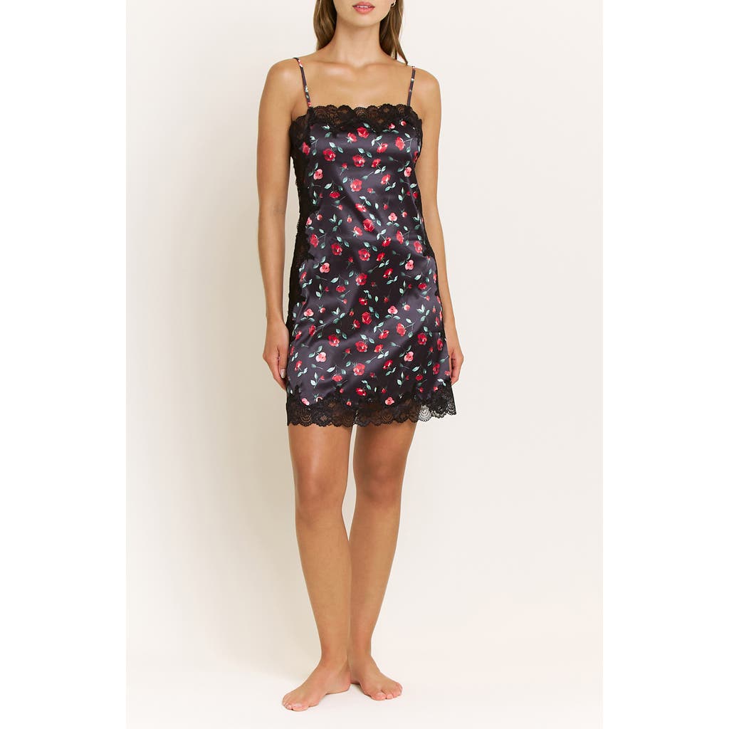 Honeydew Garden Of Eden Lace Trim Satin Chemise In Blue