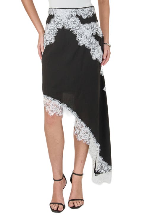 Asymmetric Lace Trim Skirt